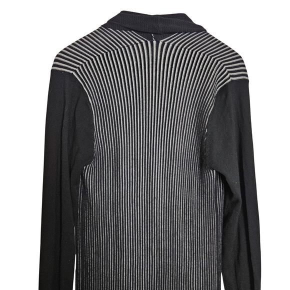 Lapis Womens Long Black White Accordian Pleated Boho Cardigan Sweater Size L - Picture 12 of 12